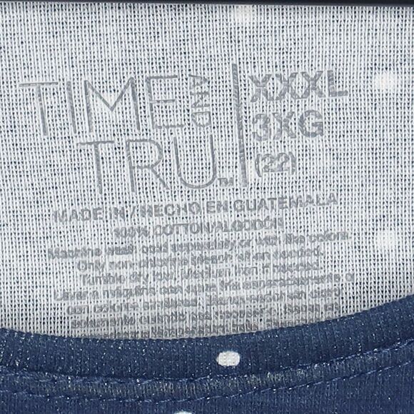 Time and Tru Womens T-shirt XXXL Blue White Polka Dot Casual‎ Classic - Picture 3 of 6